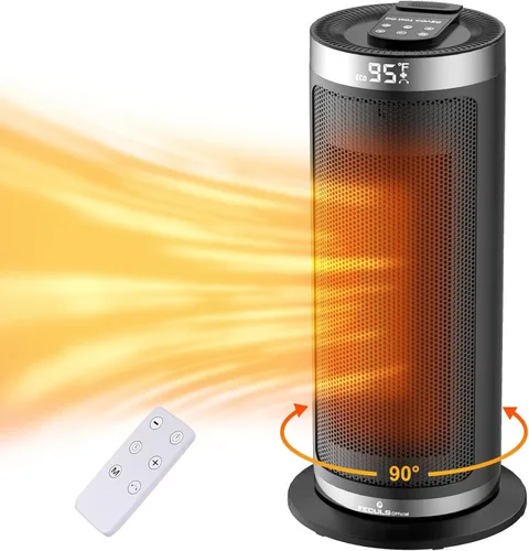 Calentador de espacio, calentadores eléctricos portátiles de 1500 W para uso en interiores con control remoto y termostato, 4 modos, temporizador de