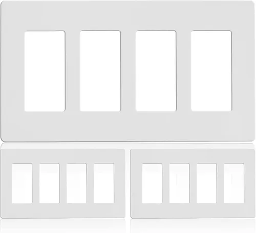 Faith Placas eléctricas de pared decoradoras de 4 bandas sin tornillos, cubiertas de salida seguras para niños, 4.68 pulgadas de alto x 8.4 pulgadas
