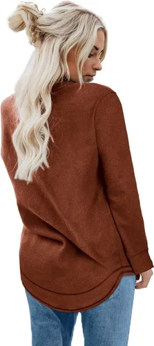 Miniatura 4 de Dofaoo - Sudaderas para mujeres, con cuello redondo, camisetas de manga larga, camisetas largas para usar con leggings