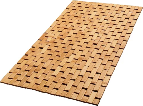 Miniatura 10 de Tapete de baño de madera de bambú natural, accesorios de cocina, tapete de baño bohemio (24 x 16 pulgadas)