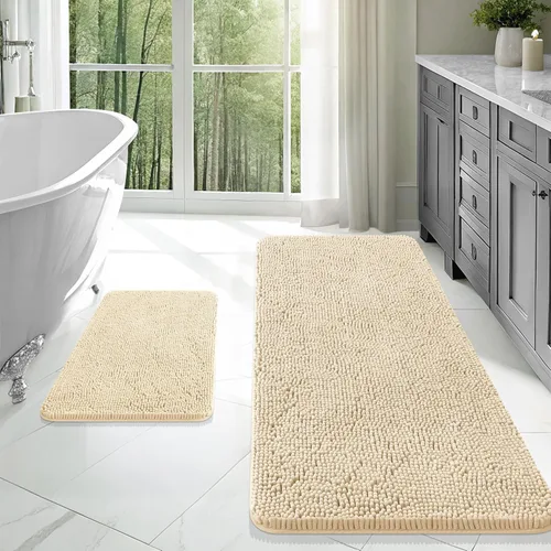 Miniatura 98 de OLANLY Juego de alfombras de baño de 2 piezas, alfombras de baño de chenilla suave y absorbente y alfombra de contorno en forma de U para inodoro