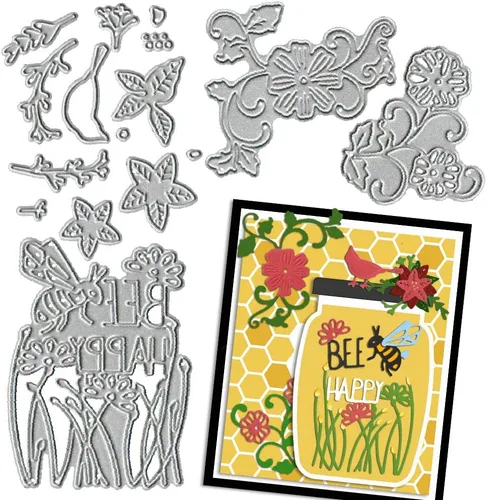 Miniatura 7 de Troqueles de fondo de vides de flores para hacer tarjetas, troqueles rectangulares de corte floral para álbumes de recortes, decoración de álbumes