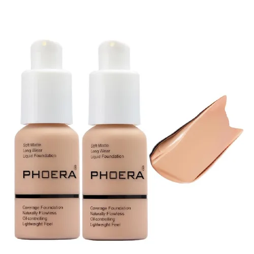 Miniatura 9 de PHOERA Foundation, Base Líquida Mate Suave Impecable 24 HR Control de Aceite Corrector Foundation Maquillaje. (1 Pza-102- Nude)