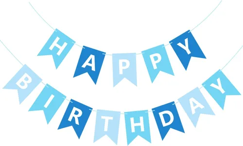 Cartel azul de feliz cumpleaños, pancarta de feliz cumpleaños, guirnalda para baby shower, revelación de género, suministros de fiesta para niños y