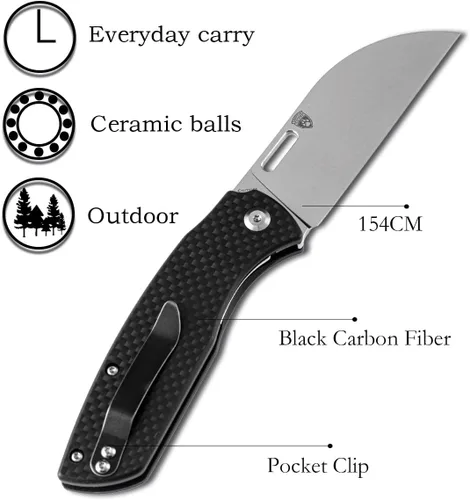 Miniatura 6 de KANSEPT Cuchillo plegable de bolsillo convicto EDC cuchillo de camping 3.3 '' negro lavado a la piedra 60.6 in cuchillo de bolsillo