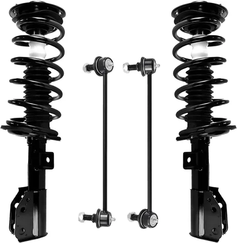 Miniatura 44 de Detroit Axle - Kit de 4 barras estabilizadoras delanteras para Ford F-150 2021 2022 2023 2024, 2 puntales con resorte helicoidal, 2 eslabones