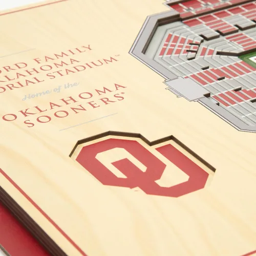 Miniatura 4 de YouTheFan NCAA Oklahoma Sooners - Arte de pared 3D de 5 capas con vista al estadio, Gaylord Family Oklahoma Memorial Stadium, 13.00 x 17.00 pulgadas