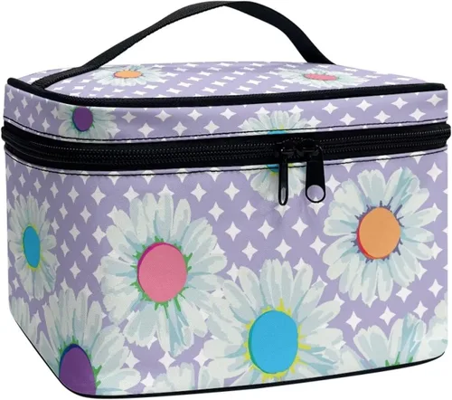 Miniatura 11 de Flashideas Bolsa de maquillaje para cosméticos Almacenamiento vertical Bolsa de maquillaje de viaje de gran capacidad, Caballo Azteca 1