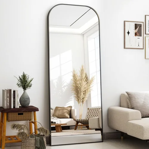 Miniatura 8 de Espejo de cuerpo entero de 56 x 21 pulgadas - Espejo grande de pie y montable en pared con marco de aluminio resistente, diseño de parte superior