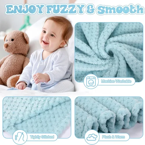 Miniatura 4 de Newwiee - 3 mantas de bebé de 30 x 40 pulgadas, mantas de forro polar ultra suaves para niñas y niños, esponjosas, recién nacidos, para cuna