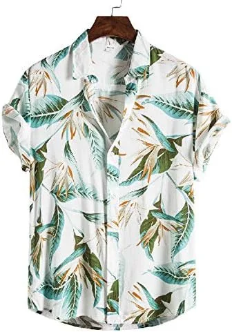 Miniatura 2 de Camisas hawaianas para hombre, ajuste regular, manga corta, transpirable, estampado de palmeras, camisas tropicales para el verano, A2-como se