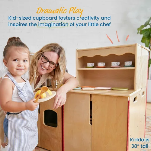 Miniatura 3 de ECR4Kids Cocina de Juguete Armario de Almacenamiento, Juguete de Madera, Natural