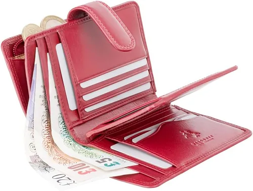 Miniatura 4 de VISCONTI Monza Collection MZ11 - Bolso con dos notas con protección RFID para mujer, Rojo -, Cartera Rfid