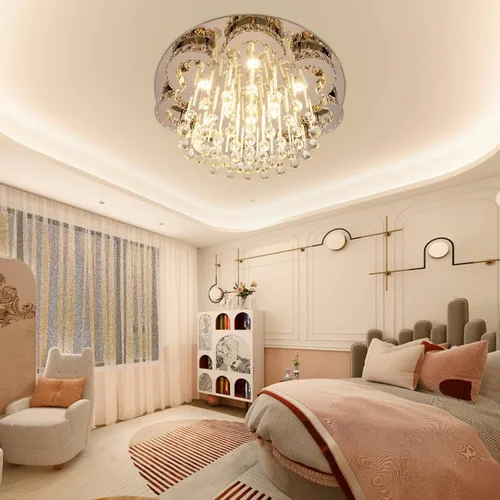 Miniatura 2 de OUKANING Lámparas de araña de cristal modernas para sala de estar, lámparas grandes para dormitorio, lámpara de techo empotrada para vestíbulo