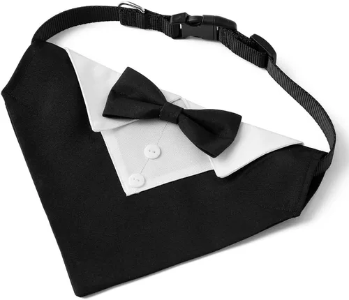 Miniatura 3 de Collar de perro de esmoquin para boda, compromiso y cumpleaños, collar bandana formal para perro disfraz con corbata de moño y hebilla ajustable