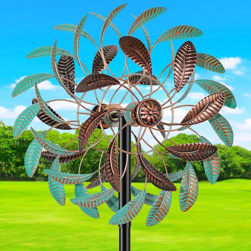 Miniatura 11 de Molinillos de viento de 360° para exteriores, esculturas de viento con estaca de metal, 63.2 pulgadas, cinético de metal grande, decoración