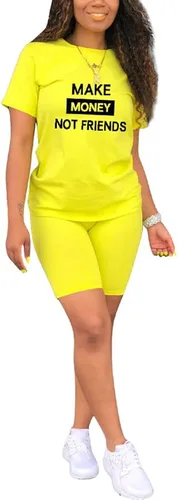 Miniatura 2 de PINSV Conjunto de 2 piezas, ajustado, con pantalón corto, de verano, para entrenamiento, para mujer