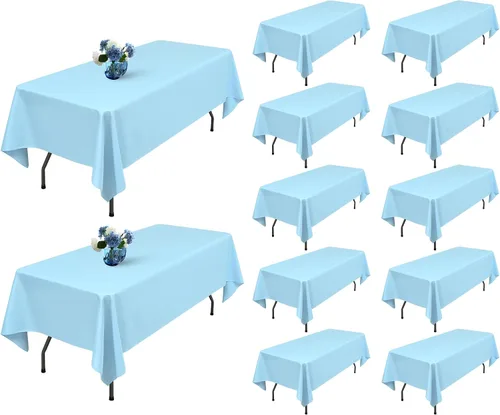Miniatura 145 de Showgeous Paquete de 4 manteles rectangulares de poliéster de 60 x 102 pulgadas, resistentes a las arrugas, lavables, para bodas, mesas de comedor