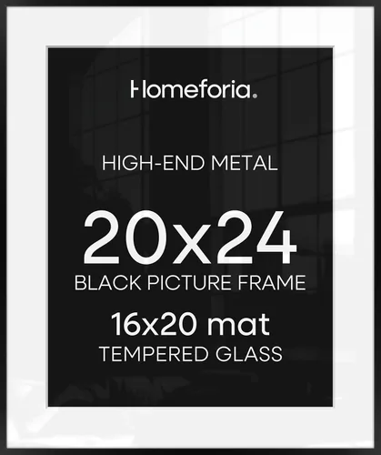 Homeforia - Portarretratos de 20x24 pulgadas, de alta gama, marco de 20x24 con paspartú para fotos de 16x20, marcos para colgar de 24x20, vidrio
