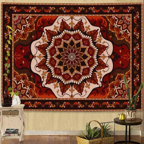 Miniatura 21 de Fowocu Boho Floral Tapestry Wall Hanging Hippie Indian Bohemian Mandala Tapestry Aesthetic Vintage Flower Medallion Beige Yellow Small Tapestries