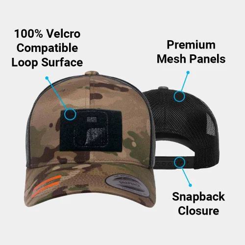Miniatura 2 de Pull Patch Multicam - Gorra de camionero con diseño de camuflaje curvado, gorra táctica, superficie de bucle de 2 x 3 pulgadas para fijar parches