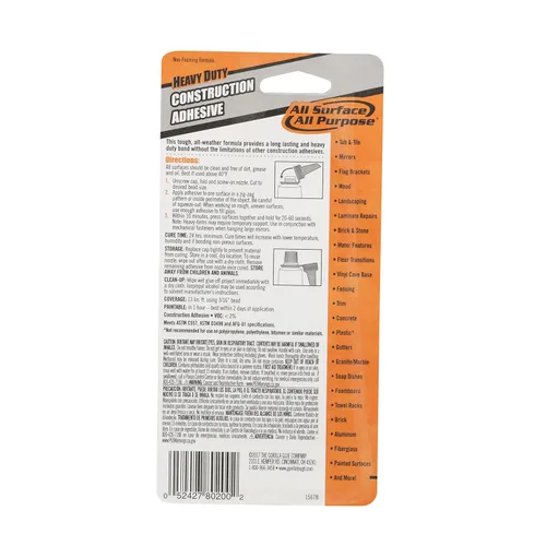 Miniatura 3 de Gorilla Adhesivo de construcción resistente, tubo de compresión de 2.5 onzas, blanco, (paquete de 5)