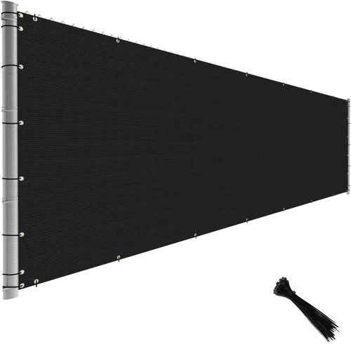 TANG Rejilla de privacidad para valla, color negro, 4 pies x 1 pie, paño para sombra para exteriores con ojales, cubierta temporal de valla de 150