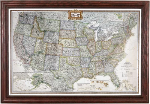 Miniatura 13 de Push Pin Travel Maps - Executive US - Mapa de pines enmarcado con marco negro para rastrear tus viajes - 27.5 x 39.5 pulgadas - 8 opciones de marco