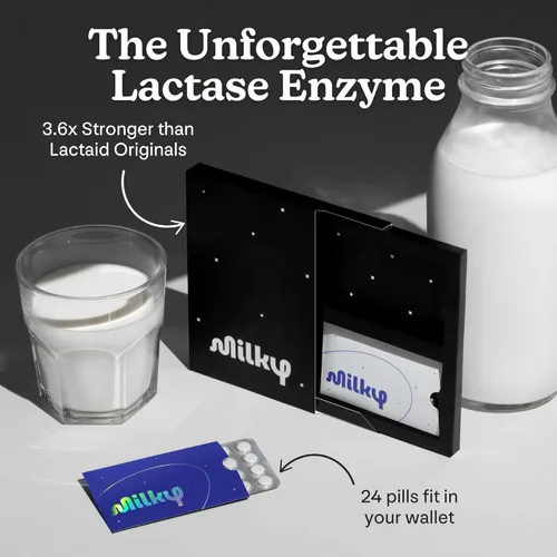 Miniatura 6 de Píldoras Milky para Intolerancia a la Lactosa - 10,800 FCC - Alivio para Intolerancia a la Lactosa - Tabletas de Enzima Lactasa - Fundas Portátiles