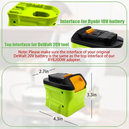 Miniatura 5 de Adaptador para Ryobi a para herramientas Dewalt, para Ryobi 18 V Convertidor de batería para reemplazar 20 V MAX DCB204 DCB207 DCB206 Batería