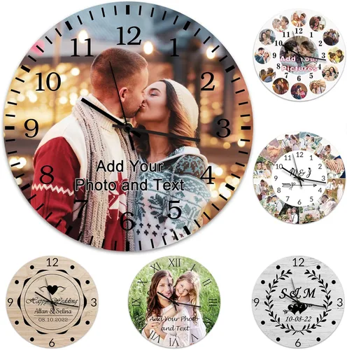 Miniatura 8 de Qingxily Reloj personalizado con imagen, relojes personalizados para paredes, reloj con foto personalizado, regalo para el día de San Valentín, día