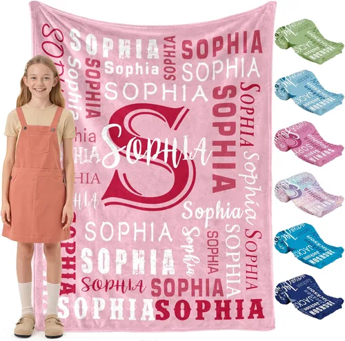 Miniatura 9 de Envío al día siguiente, manta personalizada para niños adolescentes - impresa en EE. UU., manta de franela con nombre personalizado, mantas