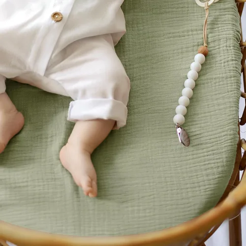 Miniatura 91 de lulumoon Sábanas de muselina para moisés para bebé: sábanas ajustables suaves para moisés de cabecera para niños y niñas Oliva y Crema