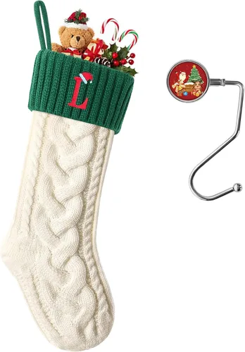 Miniatura 119 de Botas de Navidad personalizadas, iniciales personalizadas, 18 pulgadas, botas de Navidad tejidas con letras para colgar en la chimenea, botas de Rojo