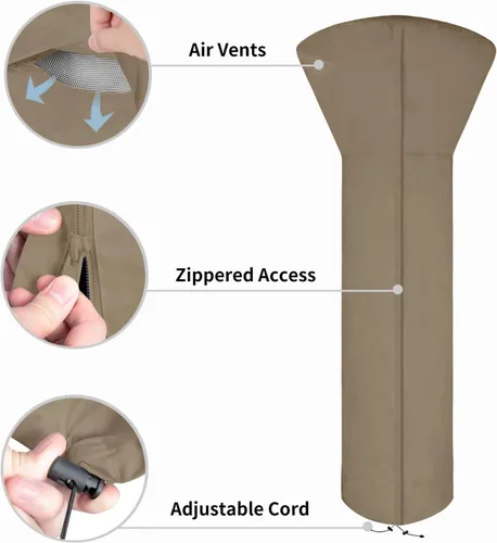 Miniatura 4 de Easy-Going Funda para calentador de patio con cremallera y bolsa de almacenamiento, cubierta impermeable para calentador de exterior, a prueba
