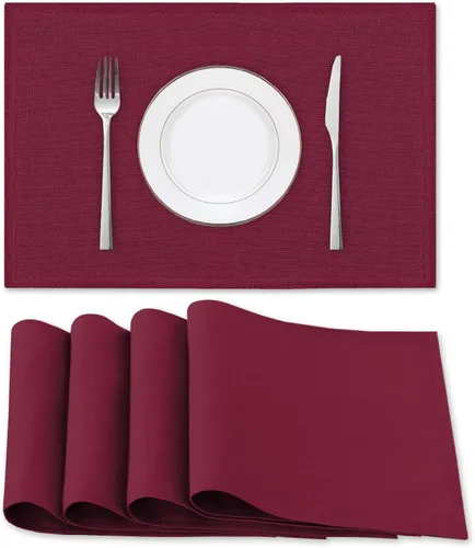 Miniatura 13 de H.VERSAILTEX Juego de 4 manteles individuales de lino de alta calidad para mesa de comedor, a prueba de derrames, impermeables, resistentes al