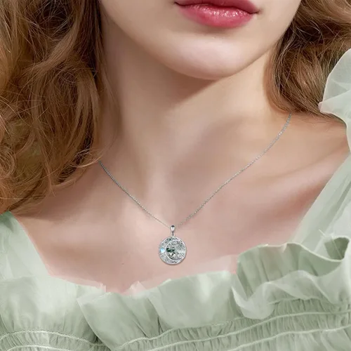 Miniatura 8 de ONEFINITY Collar de plata de ley 925 con diseño de árbol de la vida con colgante de nudo celta de concha de abulón para mujer