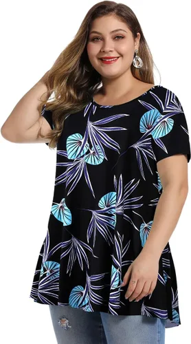 Miniatura 4 de MONNURO - Camiseta de manga corta para mujer, holgada con mucho vuelo, talla grande