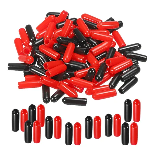 Miniatura 73 de MECCANIXITY 50 unids tapas de goma Surtido de 0.079 in PVC vinilo tornillo rosca protector para tornillo tornillo negro rojo