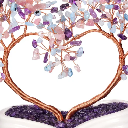 Miniatura 5 de Jovivi Árbol bonsái de cristal natural con forma de corazón y piedras preciosas curativas para ceremonia de boda, reiki, equilibrio energético