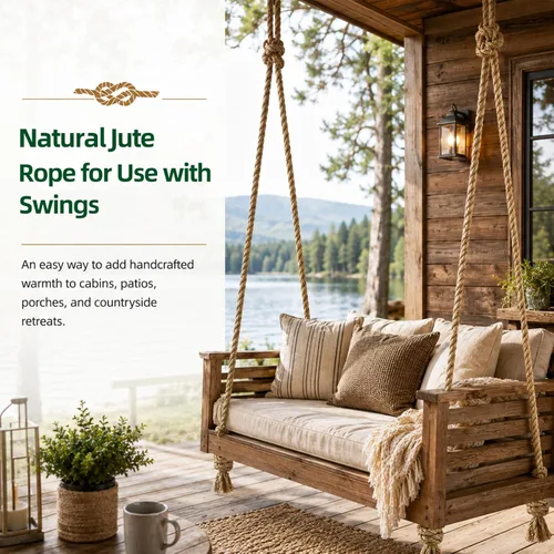 Miniatura 4 de Cuerda de yute trenzado (3/4 pulgadas x 20 pies), cuerda de cáñamo gruesa natural para manualidades, barandillas, hamaca, decoración