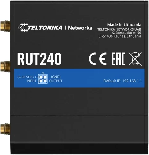 Teltonika RUT2400AU000 Router celular industrial modelo RUT2400, negro, para uso con todos los operadores estadounidenses (ATT, T-Mobile, Bell y