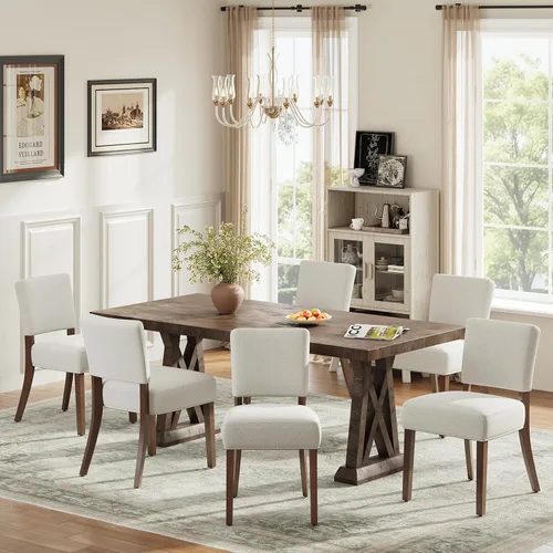 Miniatura 13 de COLAMY Juego de 2 sillas tapizadas para comedor, sillas de cocina de tela con asiento y respaldo acolchados, patas de madera maciza, sillas modernas