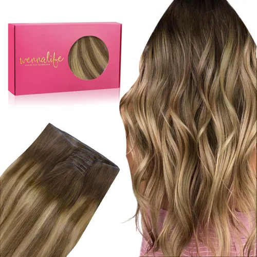 Miniatura 76 de WENNALIFE Extensiones de cabello humano real, 20 pulgadas, 3.53 onzas, color marrón chocolate, trama, cabello Remy atado a mano, extensiones