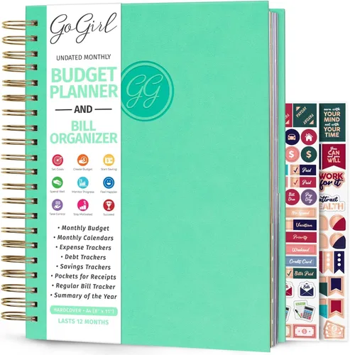 Miniatura 26 de GoGirl Planificador de presupuesto y organizador mensual de facturas, libro financiero mensual con bolsillos. Cuaderno de seguimiento de gastos