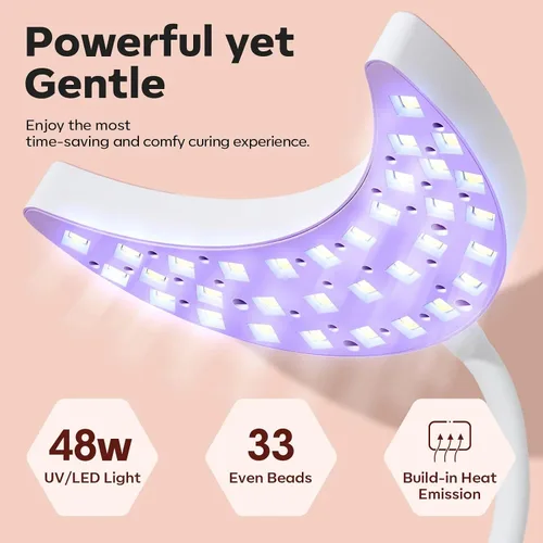 Miniatura 6 de modelones Lámpara de uñas LED UV, cuello de ganso, luz UV para uñas de gel, luz de uñas de 48 W para esmalte de gel con 3 temporizadores y pantalla