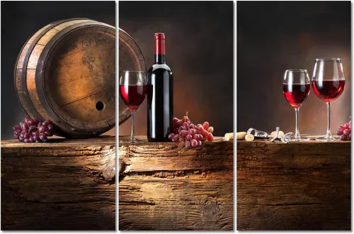 Miniatura 79 de Obra de arte para paredes del hogar, 3 paneles de letras de vino tinto, pinturas de corcho, impresiones HD, arte de pared de corcho de vino sobre