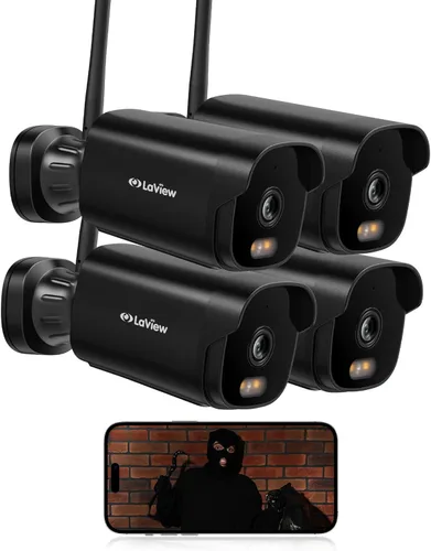 LaView - Cámaras de seguridad para exteriores 3K 5MP HD, cámaras para seguridad del hogar con detección humana por IA, resistentes al agua IP65,