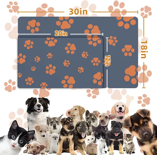 Miniatura 7 de Tapete de 12"×20" para comida de perro - Tapete absorbente para comida y agua, sin manchas, secado rápido, tapete para cuenco de gato, tapete
