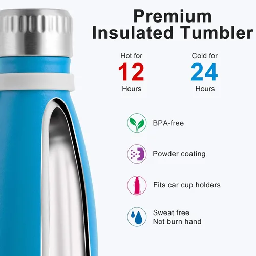 Miniatura 4 de koodee Botella de agua para la escuela, botella de agua de acero inoxidable de doble pared aislada al vacío de 9 onzas para la vuelta a la escuela